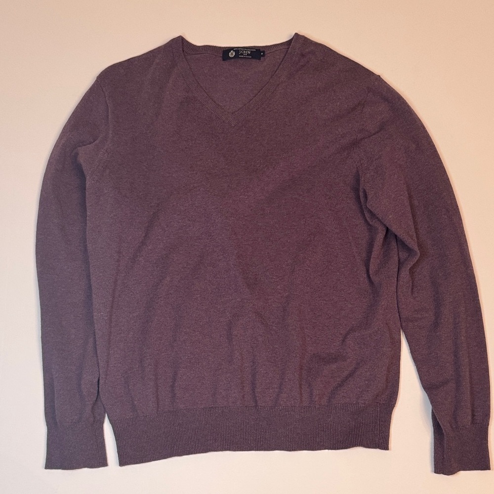 J.Crew Men’s Cotton Cashmere V-Neck Sweater Purple Medium | Oversized Women